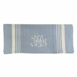 French Country - Blue & White Stripe Monogram Tea Towel
