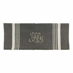 French Country - Charcoal & White Stripe Monogram Tea Towel
