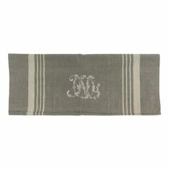 French Country - Pale Grey Stripe Monogram Tea Towel