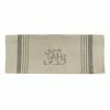 French Country - Natural Pale Grey Stripe Monogram Tea Towel