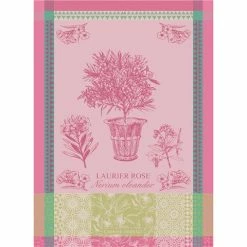 Garnier-Thiebaut - Tea Towel Laurier En Pot Rose 56x77cm