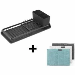 Brabantia - Compact Dish Drying Rack & Cleaning Pads