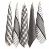 Rans - Milan Stripe & Check Tea Towel Black Set 5pce