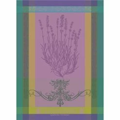 Garnier-Thiebaut - Tea Towel Lavande Mauve W/Green Border 56x77cm