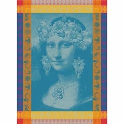 Garnier-Thiebaut - Tea Towel Mona Lisa Bleu 56x77cm