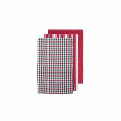 Ladelle - Jingle Christmas Brick Cotton Kitchen Towel Set Check 3pce