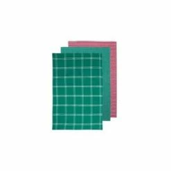 Ladelle - Jingle Christmas Brick Cotton Kitchen Towel Set Green 3pce