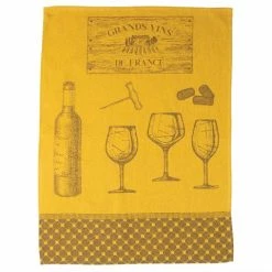L'Ensoleillade - Tea Towel Bistrot Grand Vins De France Yellow & Black