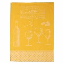 L'Ensoleillade - Tea Towel Bistrot Grand Vins De France Yellow & White