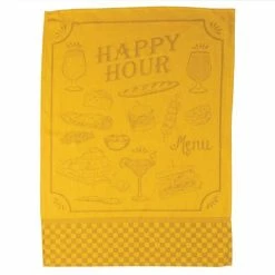 L'Ensoleillade - Tea Towel Bistrot Happy Hour Yellow & Grey