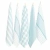 Rans - Milan Stripe & Check Tea Towel Paradise Blue Set 5pce