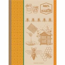 Garnier-Thiebaut - Tea Towel Miel Et Abeilles Ocre 56x77