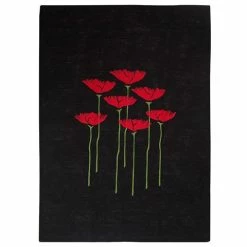 Eastbourne Art - Tea Towel Poppies Black