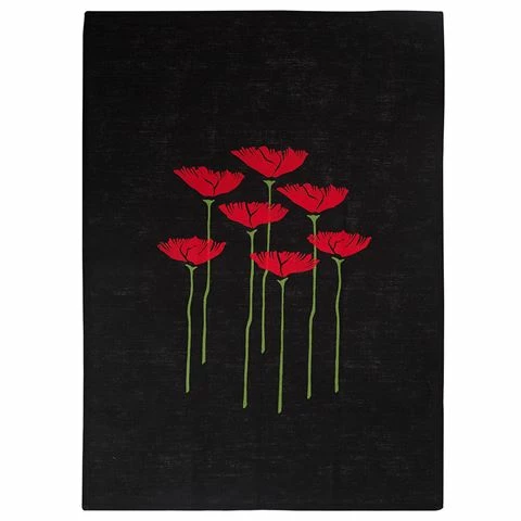 Eastbourne Art - Tea Towel Poppies Black