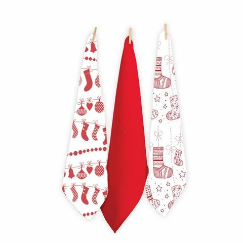 Rans - Christmas Spirit Tea Towel Set 3pce Red