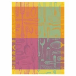 Garnier-Thiebaut - Tea Towel Couverts Couleurs Orange 56x77