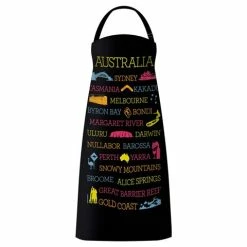 Ogilvies Designs - Australian Places Apron Black