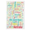 Ogilvies Designs - New South Wales Towns Tea Towel White