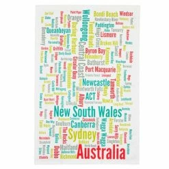 Ogilvies Designs - New South Wales Towns Tea Towel White