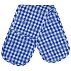Rans - Gingham Double Oven Mitt Blue & White