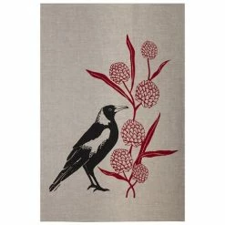 Eastbourne Art - Tea Towel Magpie Flowers