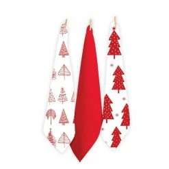 Rans - Christmas Tree Tea Towel Set 3pce Red