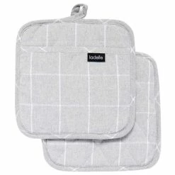 Ladelle - Eco Check Pot Holder Grey Set 2pce