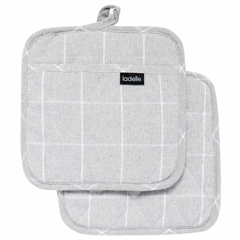 Ladelle - Eco Check Pot Holder Grey Set 2pce