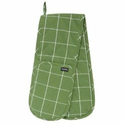 Ladelle - Eco Check Double Oven Mitt Green
