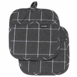 Ladelle - Eco Check Pot Holder Charcoal Set 2pce