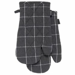Ladelle - Eco Check Oven Mitt Set Charcoal 2pce