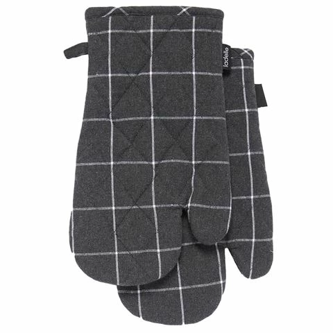 Ladelle - Eco Check Oven Mitt Set Charcoal 2pce