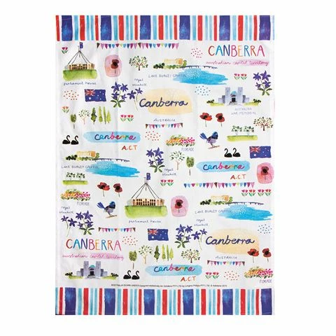 Ashdene - Australia Down Under Canberra Tea Towel