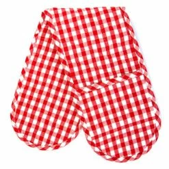 Rans - Gingham Double Oven Mitt Red & White